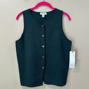 Calvin Klein Black Sleeveless Button-Front Vest